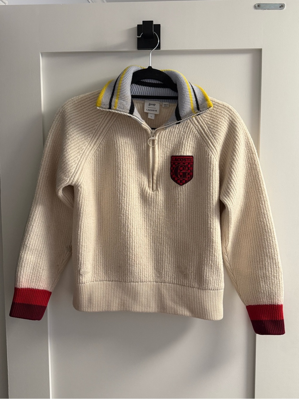 Lacoste Cream x Goop Ribbed Wool Sweater